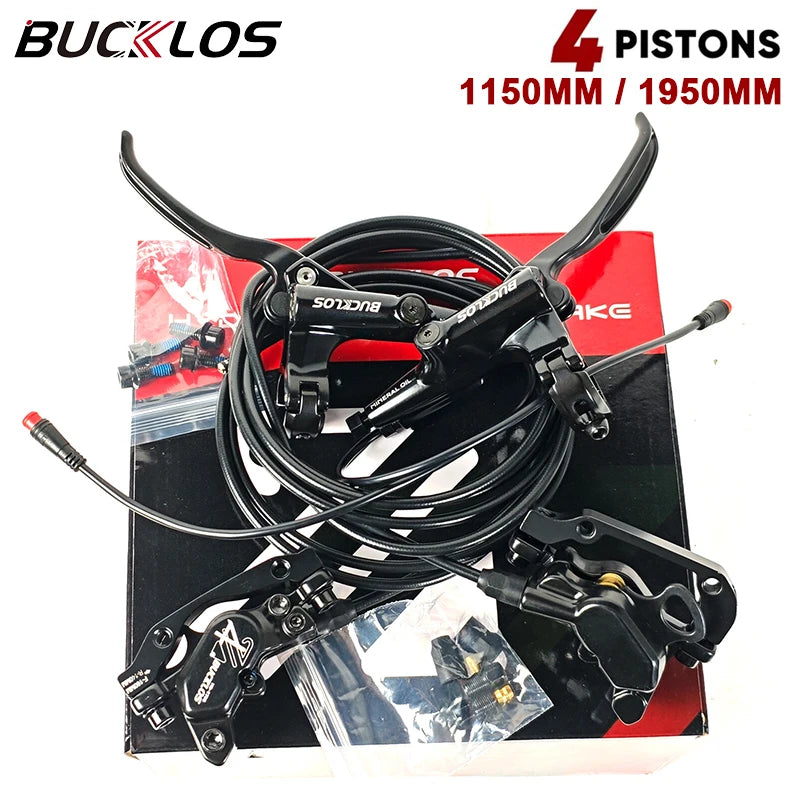 BUCKLOS 4-Piston Hydraulic Disc Brake Set – E-Bike & MTB Hydraulic Disc Brake Set Nixie