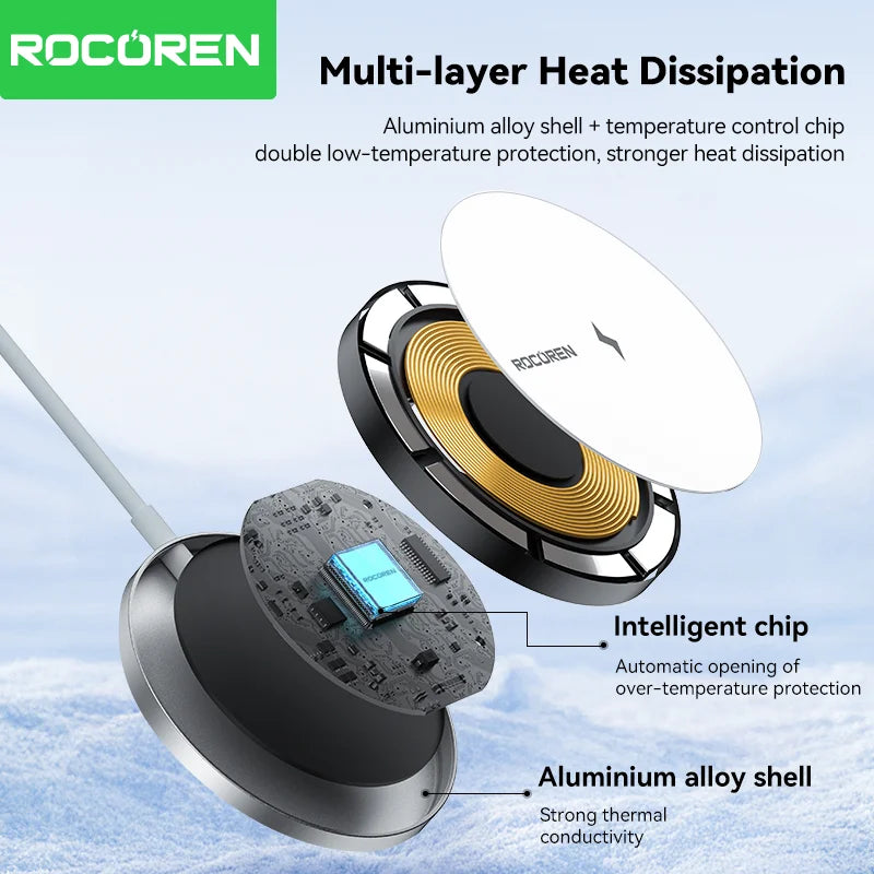 Rocoren 15W Magnetic Qi Wireless Charger for iPhone & Xiaomi Wireless Charger Nixie