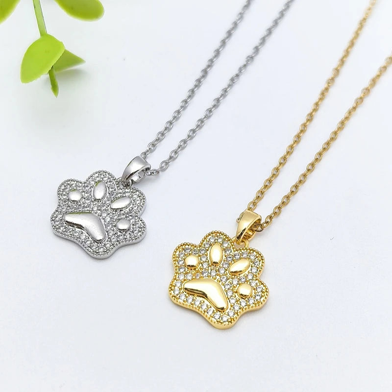 Cat Paw Pendant Necklace – Gold Stainless Steel Clavicle Chain Pendant Necklace Nixie