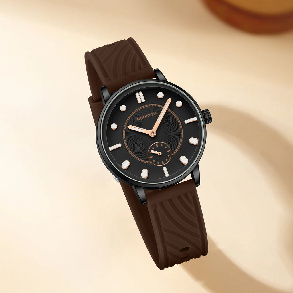 REBIRTH Cute Silicone Strap Quartz Watch – Minimalist Style Silicone Strap Watch Nixie