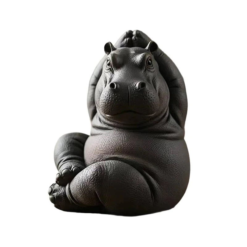 Yoga Hippo Statue – Handcrafted Resin Hippopotamus Figurine