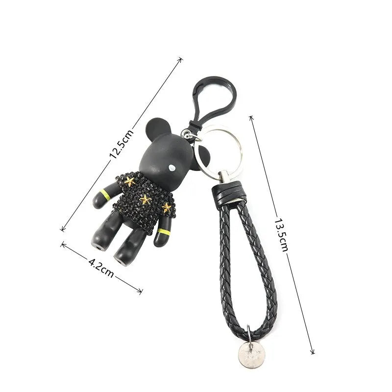 Black Bear Diamond Keychain – Unisex Stylish Key Ring & Bag Charm Fashion Keychain Nixie