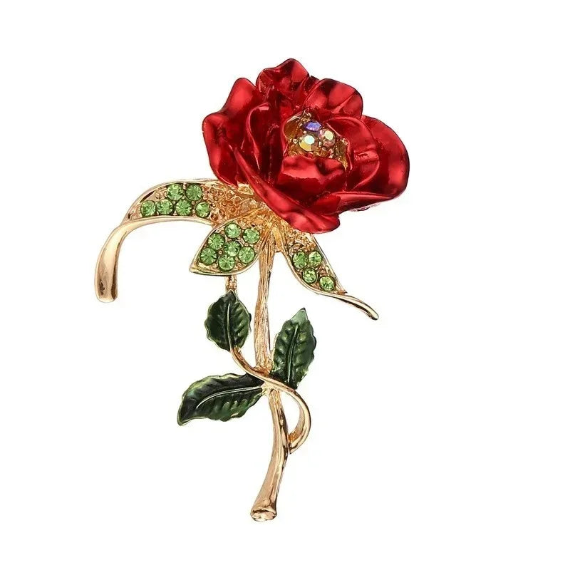 Rose Flower Brooch Pin – Rhinestone & Pearl Wedding Brooch Fashion Brooch Pin Nixie