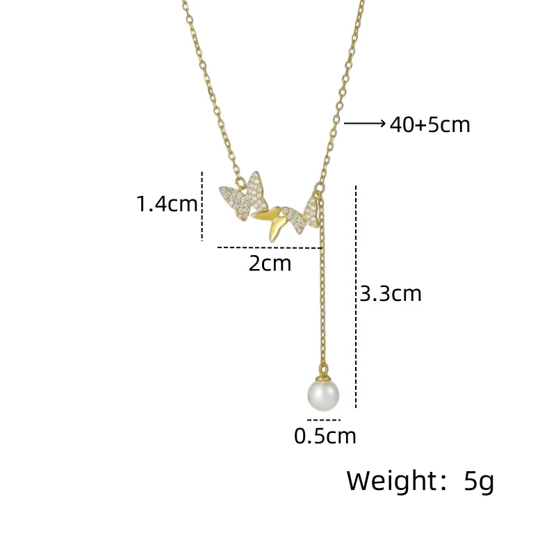 Butterfly Copper Pendant Stainless Steel Chain Necklace Women Pendant Necklace Nixie XL1997-97