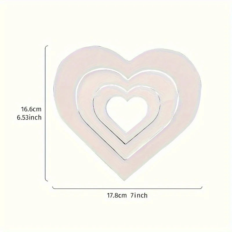 3Pcs White Heart Shaped PVC Decorations – Minimalist Décor Home Decoration Set Nixie