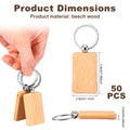 50Pcs Blank Wooden Keychains – Beech Wood DIY Engraving Craft DIY Wood Craft Blanks Nixie 50 pieces Style A