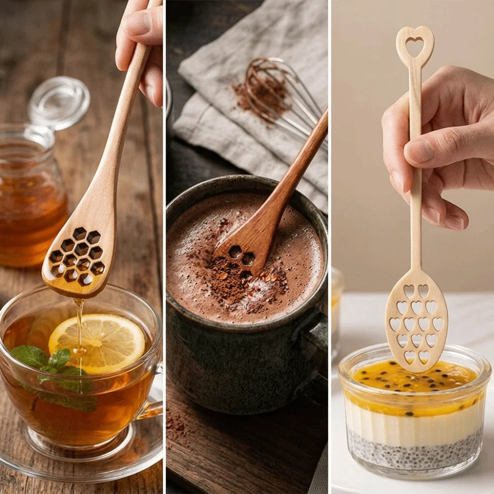 3-Piece Wooden Coffee Stirring Spoons – Eco-Friendly Long Handle