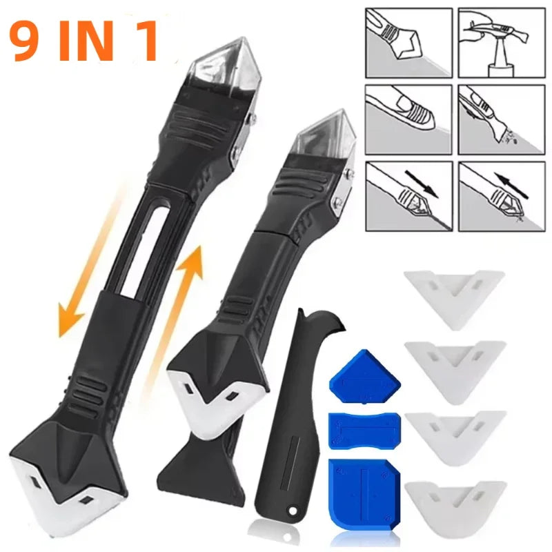 5-in-1 Caulk Remover Grout Scraper & Silicone Spatula Kit Caulk Remover Tool Kit Nixie