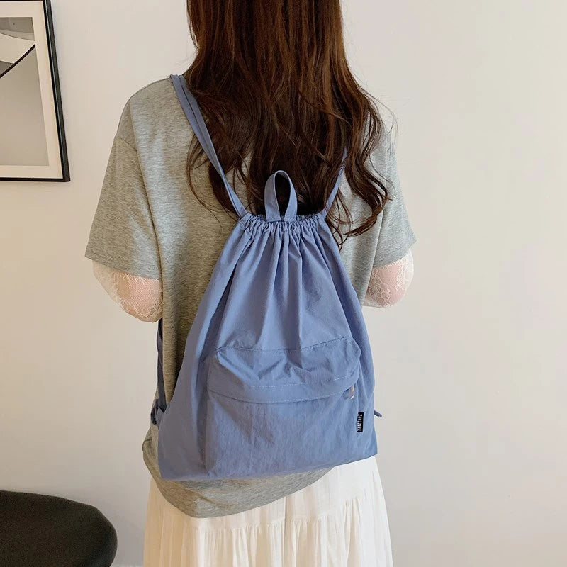 Korean Minimalist Drawstring Backpack – Lightweight Women's Bag Drawstring Backpack Nixie
