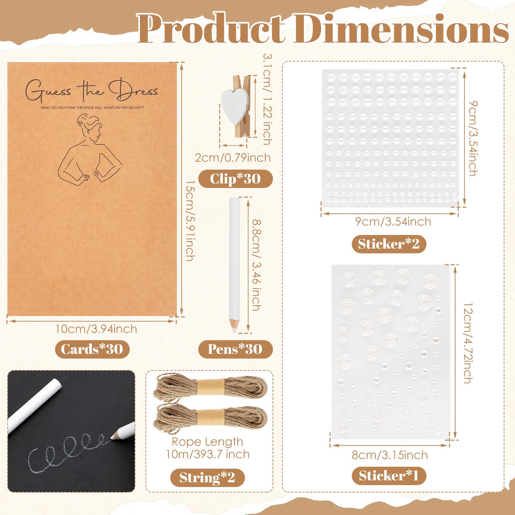 30-Piece Guess the Dress Bridal Shower Game Kit with Pens Bridal Shower Game Nixie Style 2