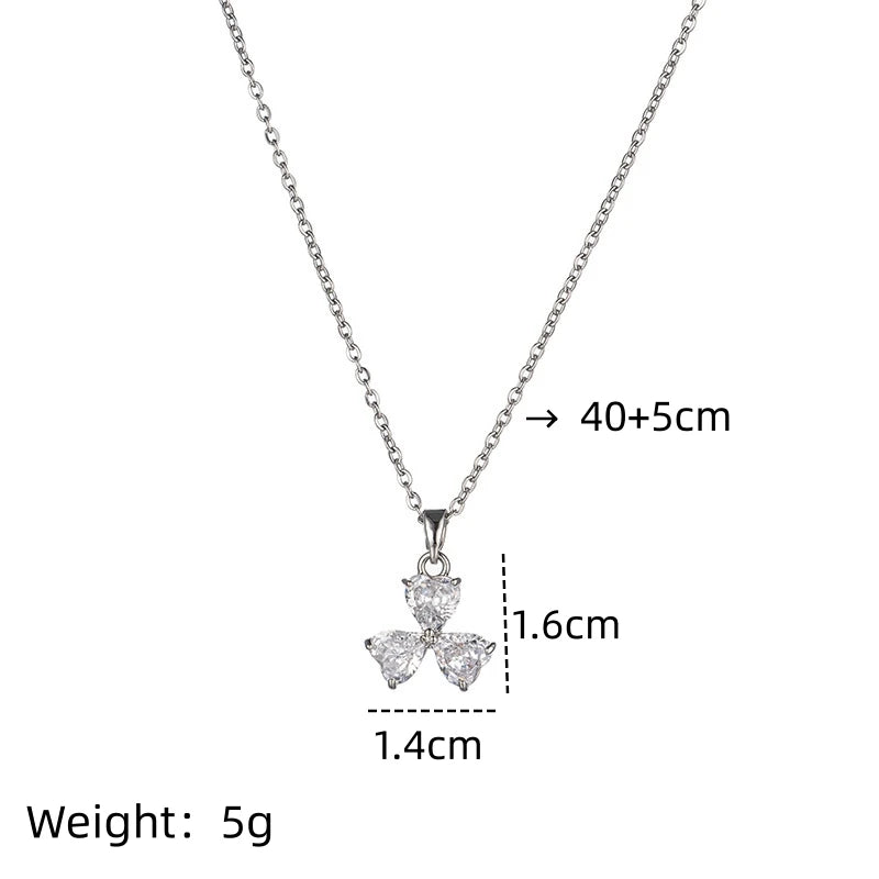 Heart Clover Zircon Pendant Choker Necklace for Women Pendant Necklace Nixie