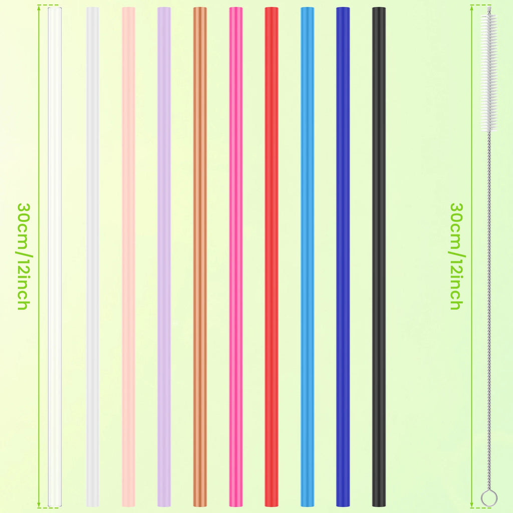 Reusable Plastic Drinking Straws 7-Piece Set with Cleaning Brush Reusable Drinking Straws Nixie 10Pcs Straw