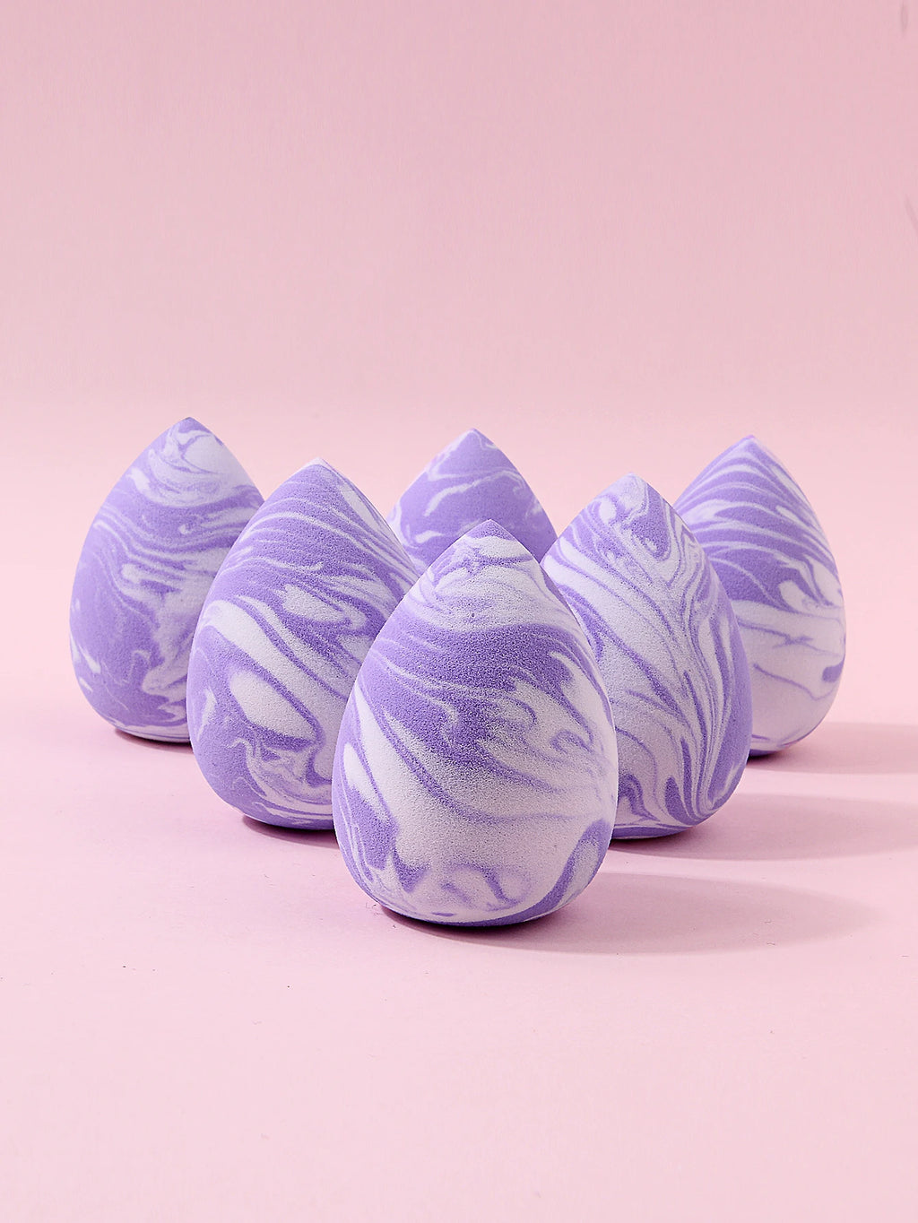 6-Piece Purple Marble Makeup Sponge Set – Latex-Free Blender Makeup Blending Sponge Nixie