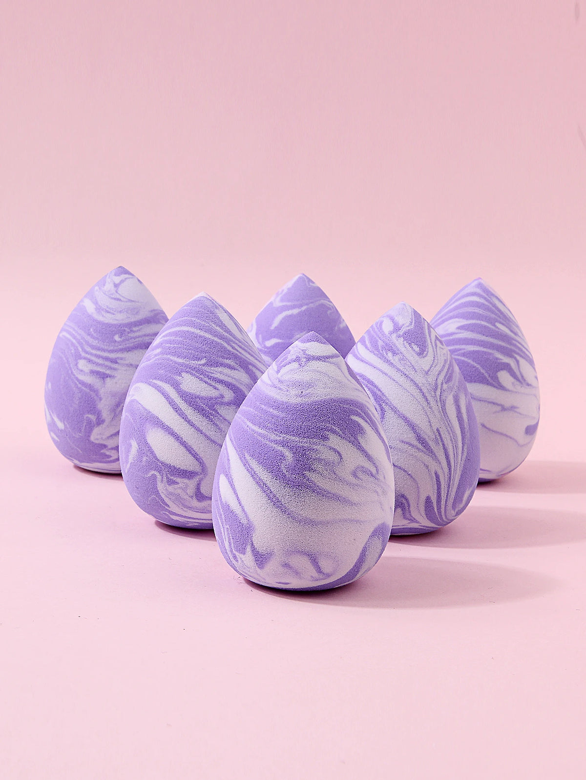 6-Piece Purple Marble Makeup Sponge Set – Latex-Free Blender Makeup Blending Sponge Nixie