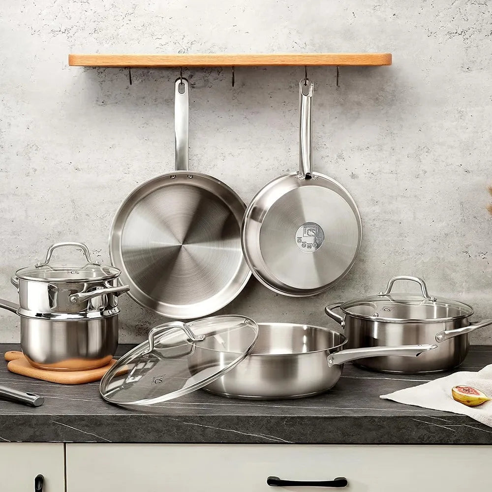 KOCH SYSTEME CS 10-Pc Stainless Steel Cookware Set | Induction Stainless Steel Cookware Set Nixie