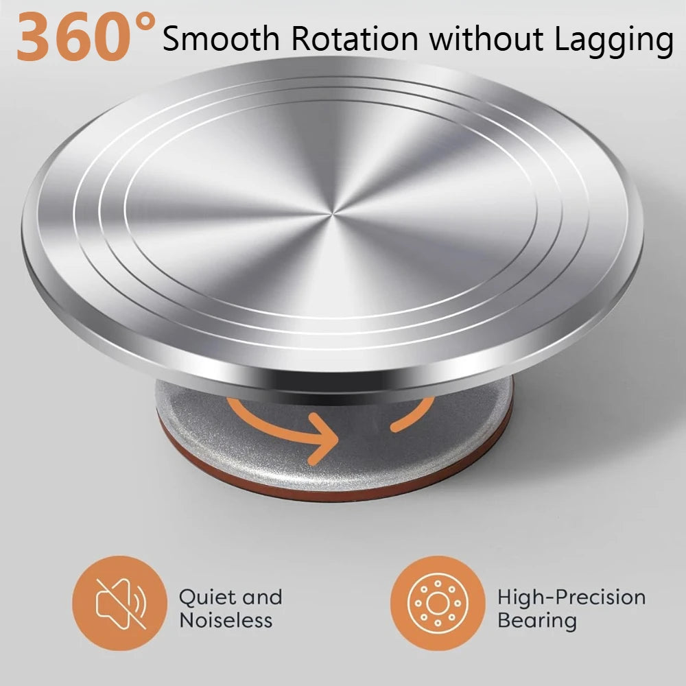 Aluminium Revolving Cake Turntable Stand & Decorating Set