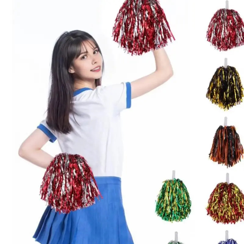 2Pcs Metallic Foil Cheerleading Pom Poms for Sports & Parties Cheerleading Pom Poms Nixie