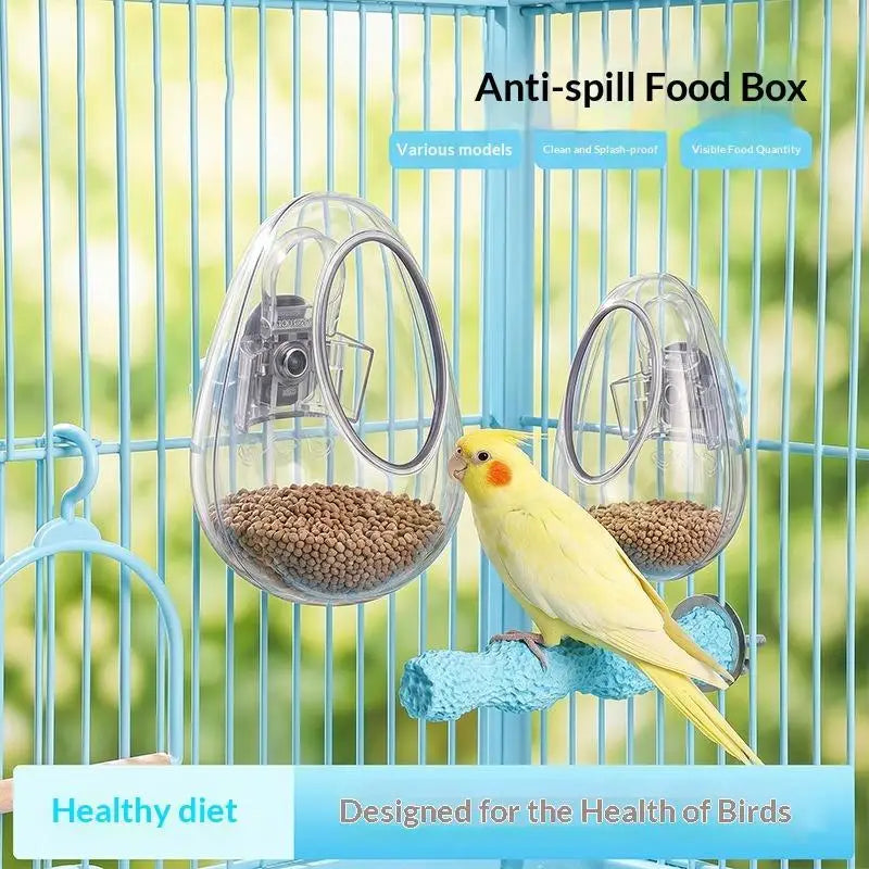 Anti-Splash Transparent Parrot Bird Feeder Cup | Cage Mount Bird Cage Feeder Nixie