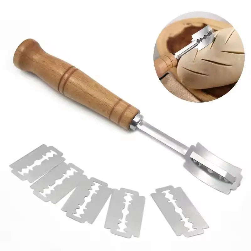 French Bread Lame Scoring Knife – Curved Blade & Wood Handle Bread Scoring Lame Nixie