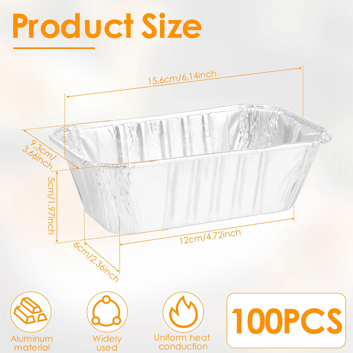 100-Pack Aluminum Foil Loaf Pans – Non-Stick Baking Trays Foil Loaf Baking Pans Nixie 100Pcs 15.6x9.4x5cm