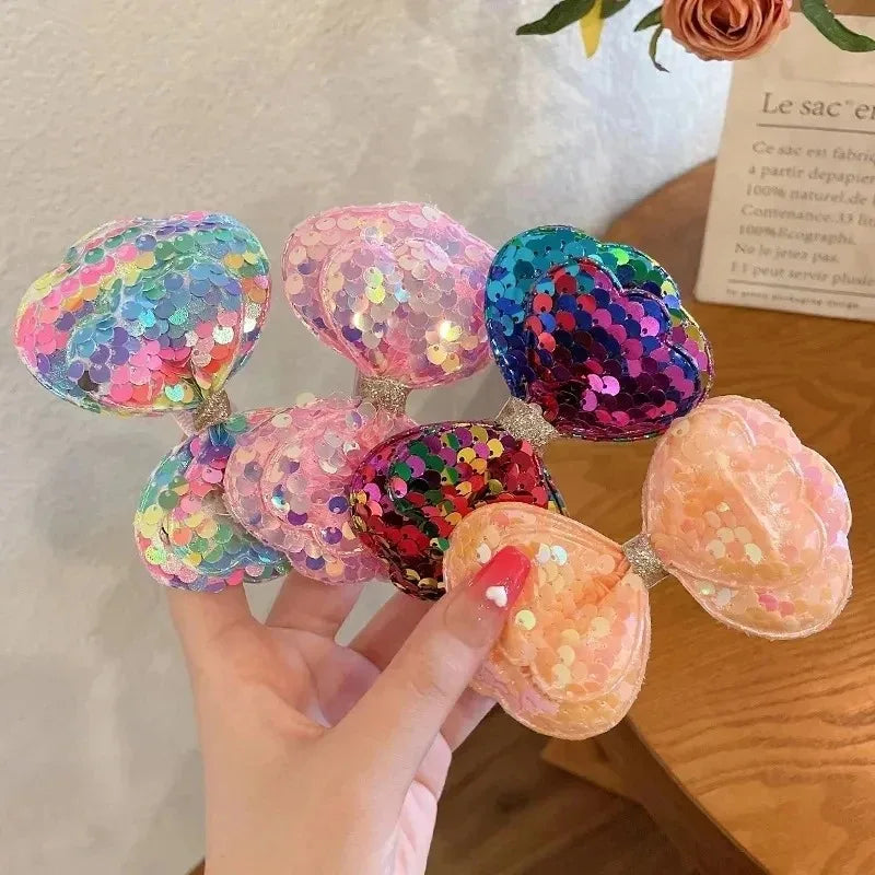5PCS Gradient Sequin Glitter Big Bow Hair Clips for Girls