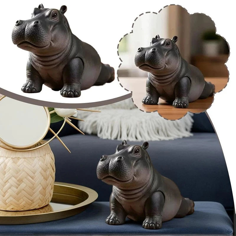 Yoga Hippo Statue – Handcrafted Resin Hippopotamus Figurine Resin Figurine Nixie