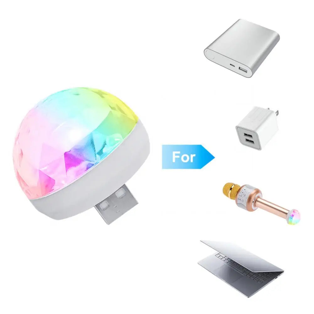 USB Mini Disco Ball Light – Sound Activated LED Party Lamp