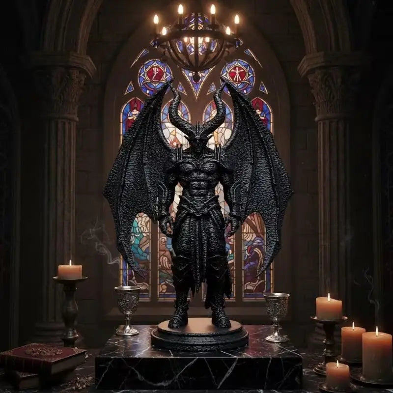 3D Printed Demon Warrior Figurine | Gothic Winged Devil Statue Decorative Figurine Nixie