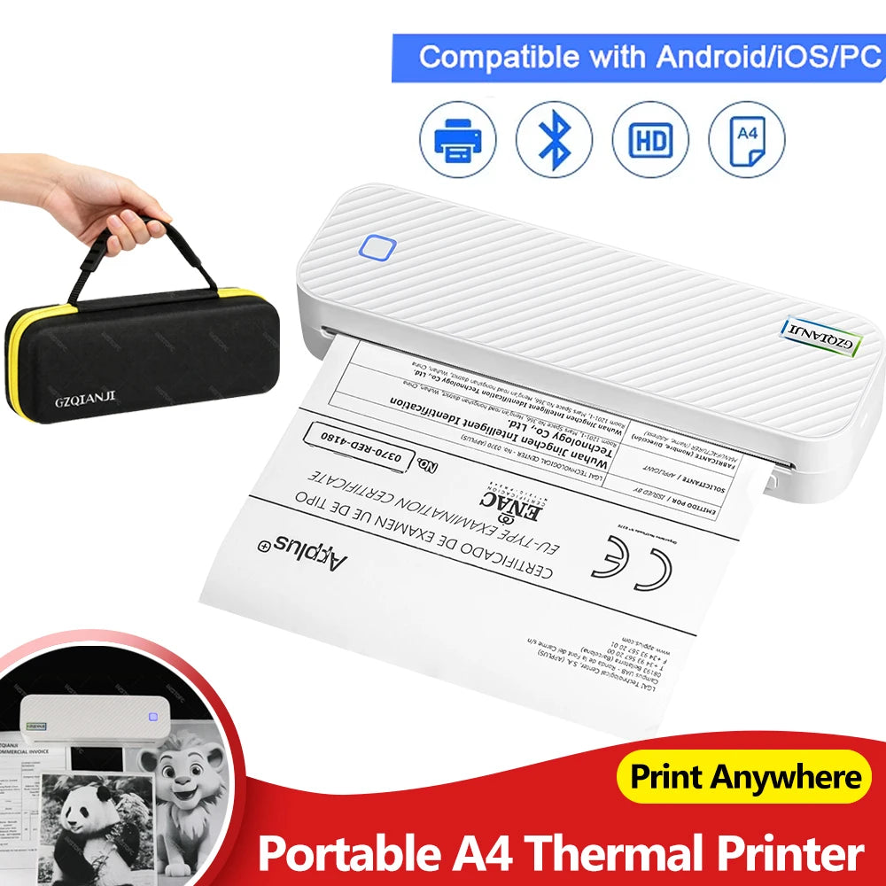 INSTOFC A4 Bluetooth Inkless Thermal Printer – Portable Rechargeable Portable Thermal Printer Nixie