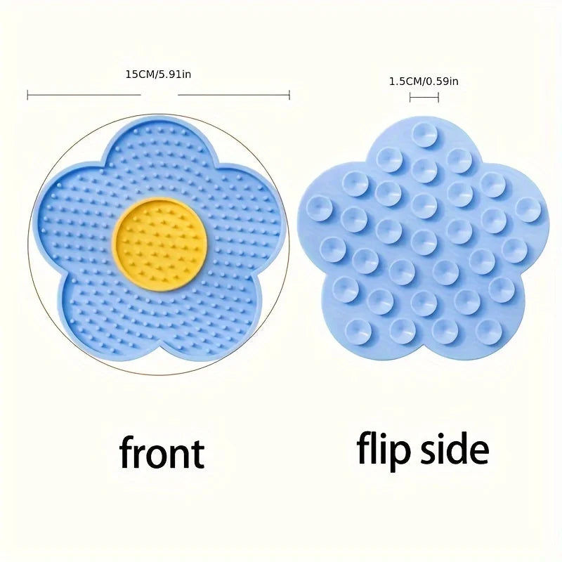 Flower Lick Mat for Dogs & Cats – Silicone Slow Feeder Pad Pet Slow Feeder Mat Nixie Blue