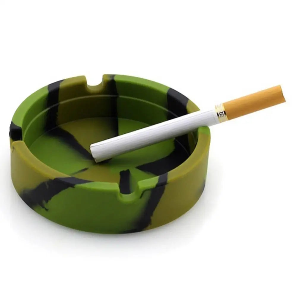 Portable Fluorescent Silicone Ashtray – Luminous Camouflage Round Silicone Ashtray Nixie