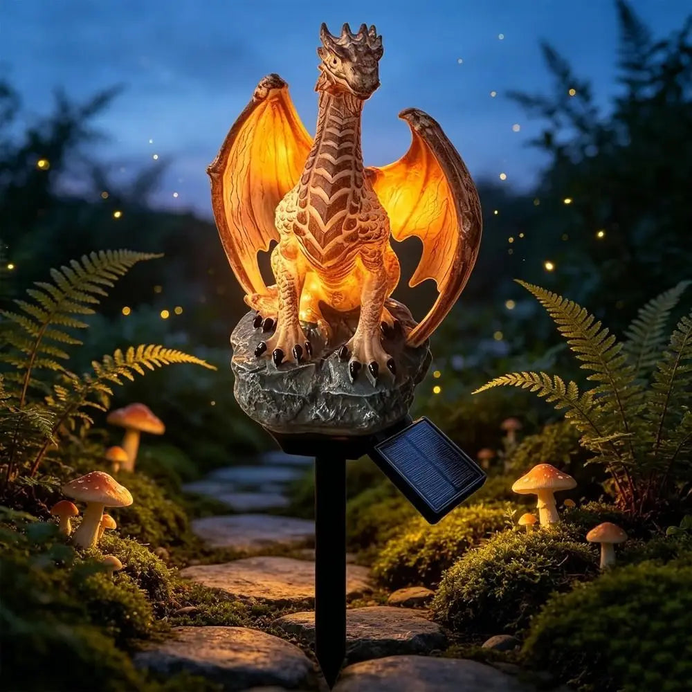 Dragon Solar Garden Stake Light – Warm Glow & Weatherproof Solar Garden Light Nixie