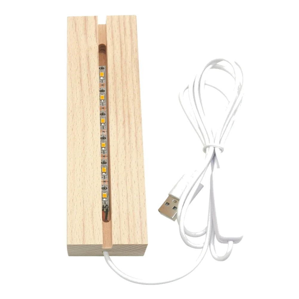 LED Wooden Light Base for Crystal, Acrylic & Resin Art – USB LED Display Base Nixie 1pc
