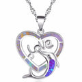 Fire Opal Heart Dolphin Pendant Necklace – Mood Tracker Jewelry Pendant Necklace Nixie Purple