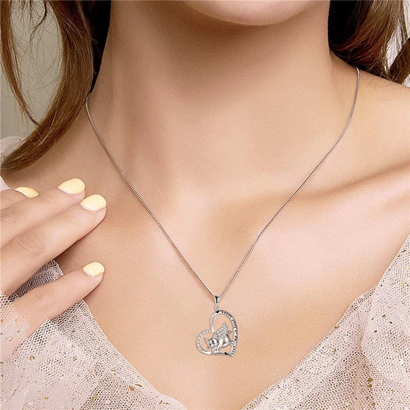 Silver Pig Heart Engraved Pendant Necklace | Cute Fashion Jewelry Pendant Necklace Nixie
