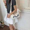Nixie Letter Print Nylon Crossbody Bag – Large Capacity Women Nylon Crossbody Bag Nixie White