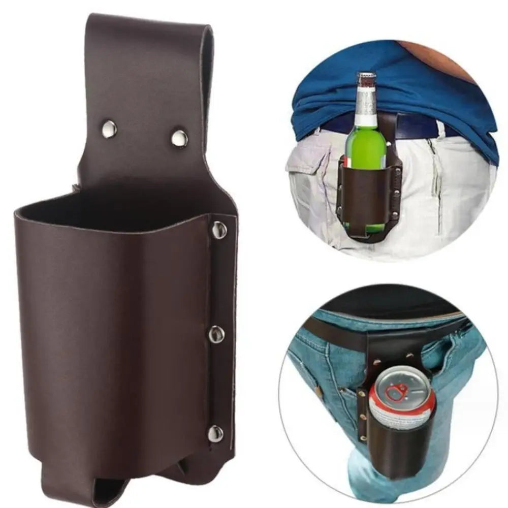 PU Leather Beer Bottle Waist Holster Belt Bag