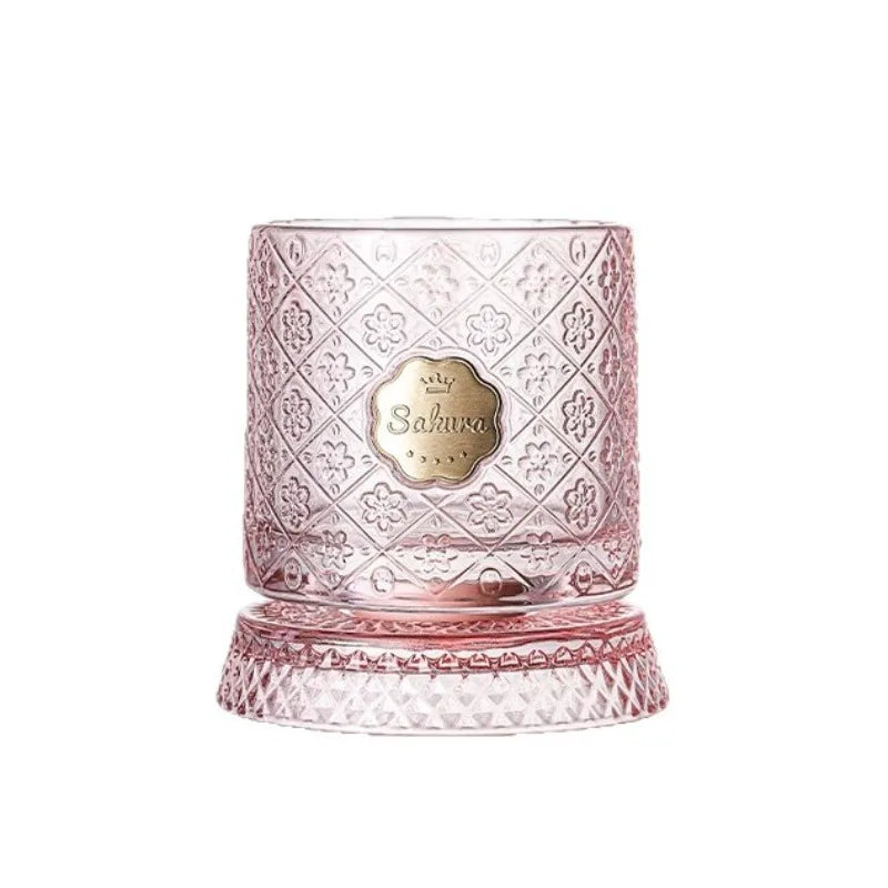 Pink Cherry Blossom Rotating Glass – Beer, Whiskey & Juice Decorative Drinking Glass Nixie
