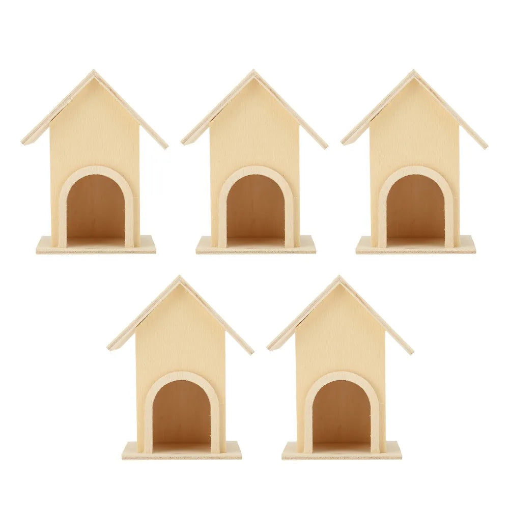 5-Pack Unfinished Wooden Birdhouses | DIY Patio Bird Decor