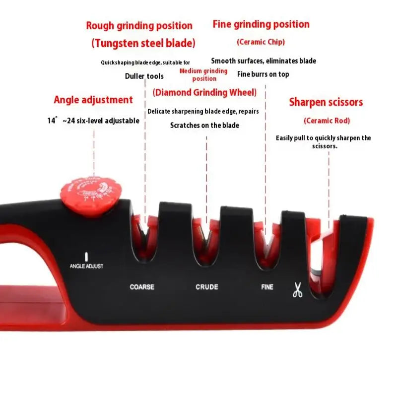 4-in-1 Adjustable Angle Knife Sharpener | Kitchen Grinding Tool