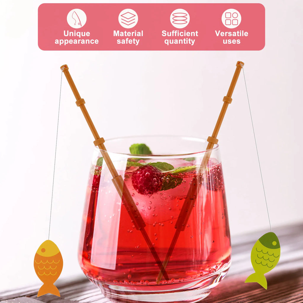 40Pcs Mini Fishing Rod Cake Toppers – Party Decorations Cake Topper Set Nixie