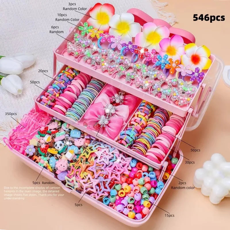 850PCS Girls Grosgrain Ribbon Hair Ties & Elastic Hair Bands