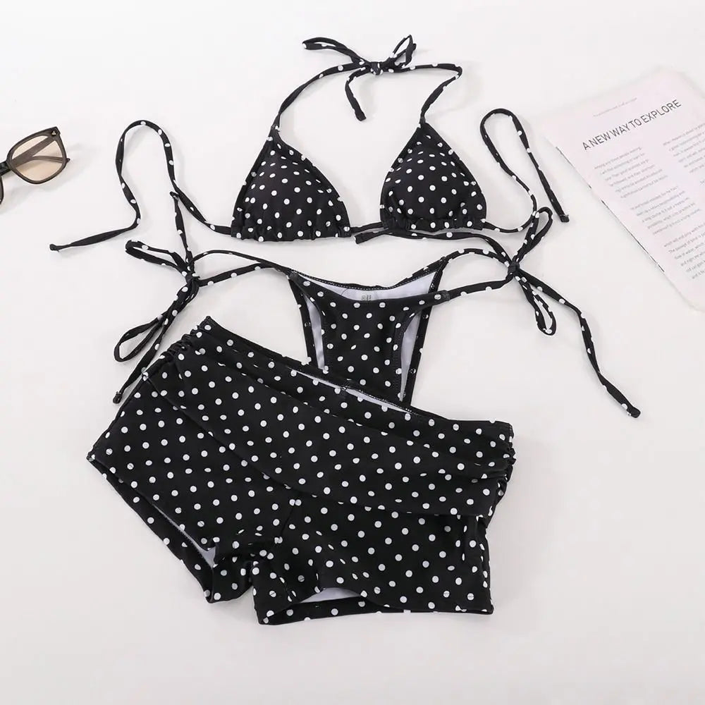 3-Piece Dot Print Bikini Set – Women's Summer Beachwear Women's Bikini Set Nixie