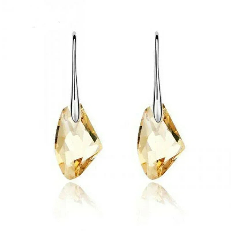 Purple Crystal Vintage Geometric Drop Hook Earrings for Women
