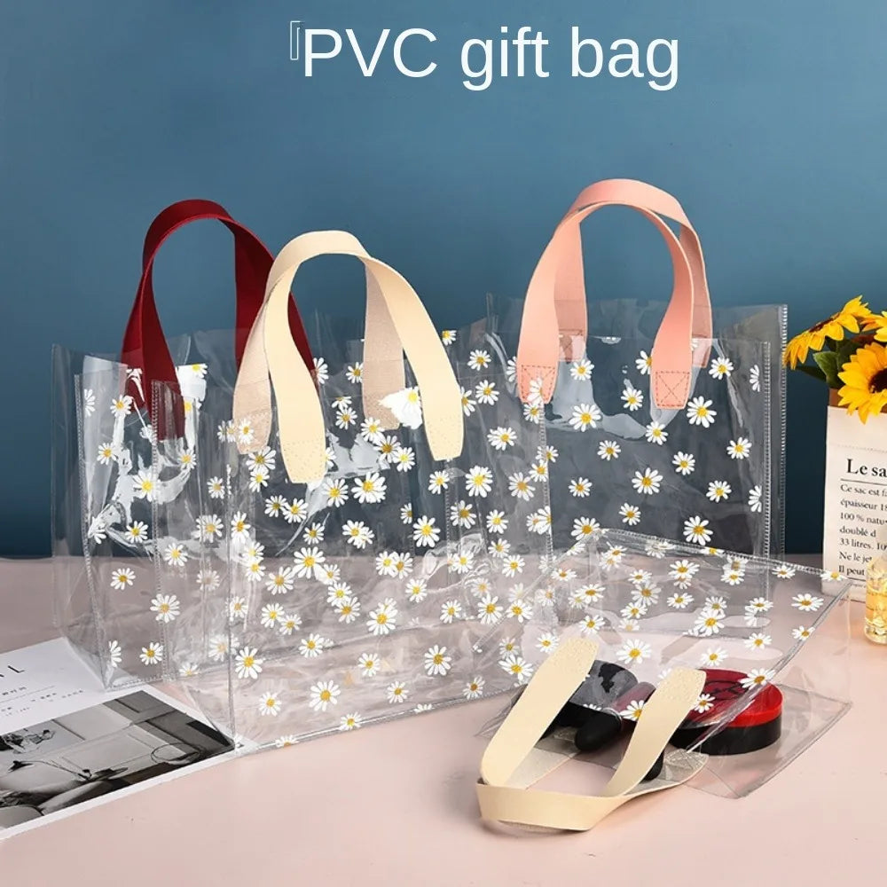 PVC Clear Tote Bag – Daisy Transparent Waterproof Handbag Clear PVC Tote Bag Nixie