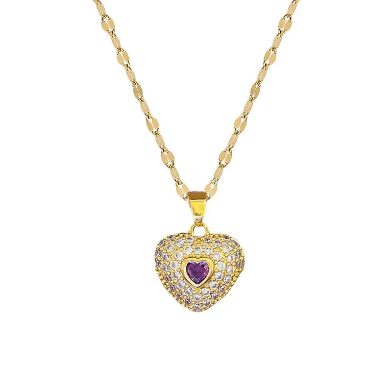 Heart Pendant Necklace Gold – Minimalist Stainless Steel Choker Pendant Necklace Nixie