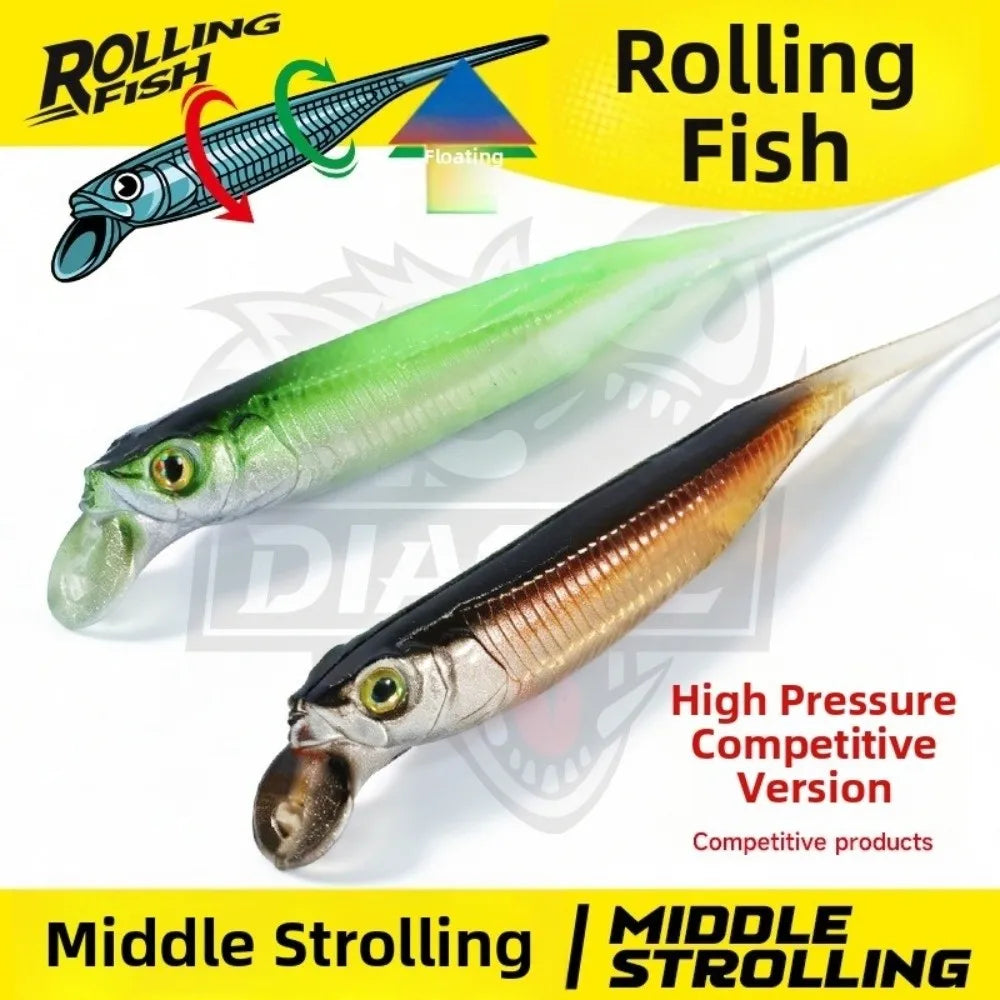 TPE Soft Bait Fishing Lure 2.5" & 3" Rolling Action – 8 Pack