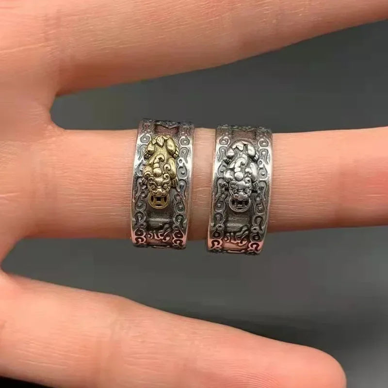 Pixiu Feng Shui Statement Ring – Vintage Lucky Ring for Men Fashion Statement Ring Nixie