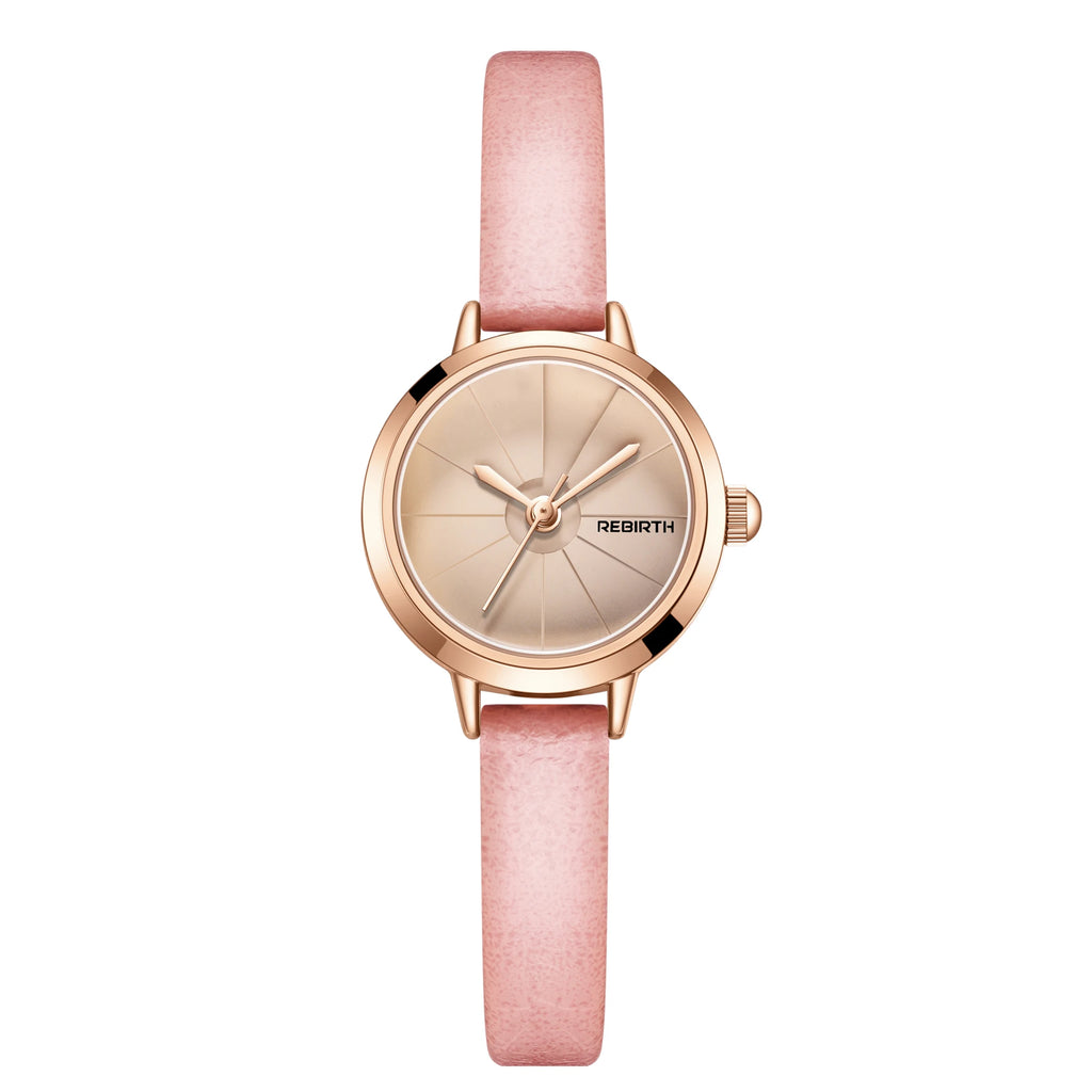 REBIRTH Retro Quartz Watch – Leather Band, Compact Daily Wear Quartz Wrist Watch Nixie Pink