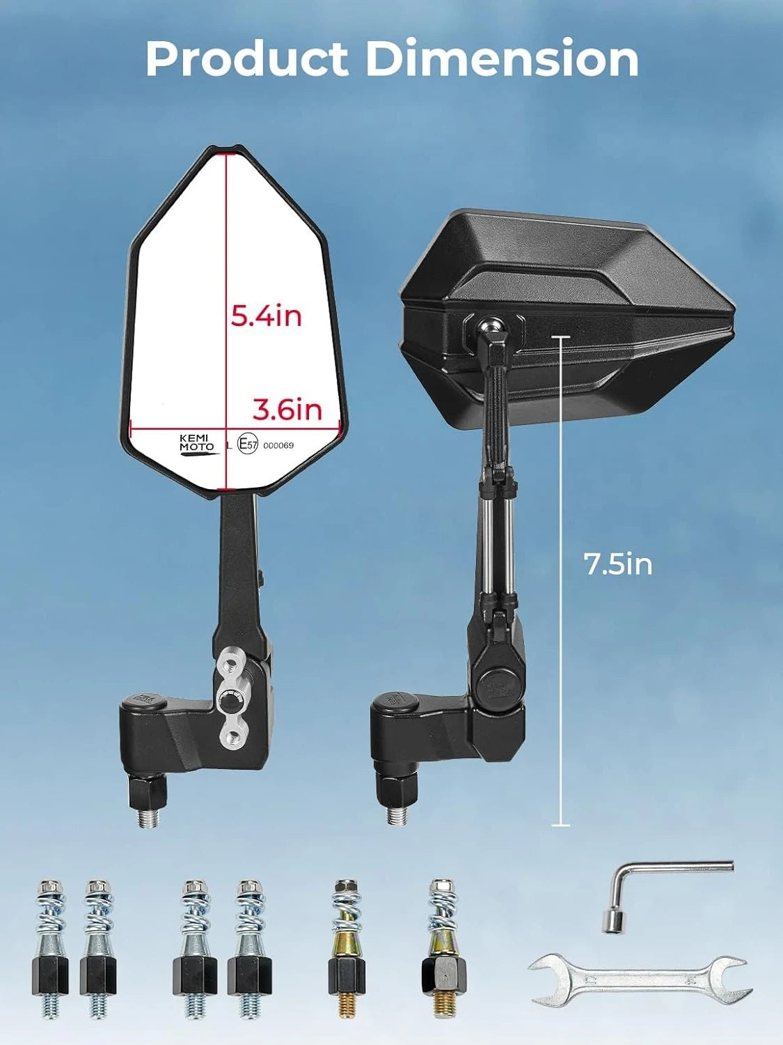 Aluminum Motorcycle Bar End Mirrors M8 M10 Universal | KEMITOUR Motorcycle Bar End Mirrors Nixie